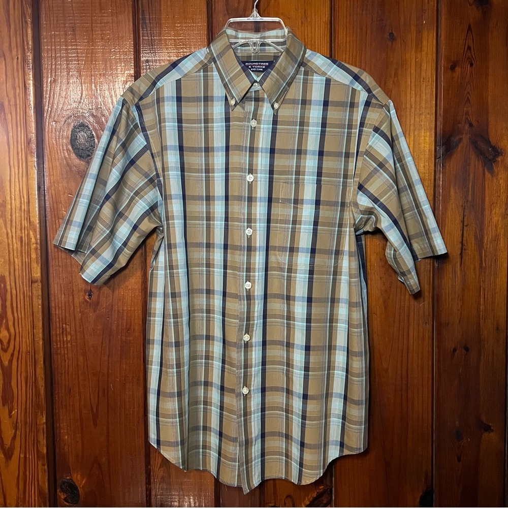 Roundtree & Yorke Men's Casual Medium Checkered Button-down Multi-color Shirt